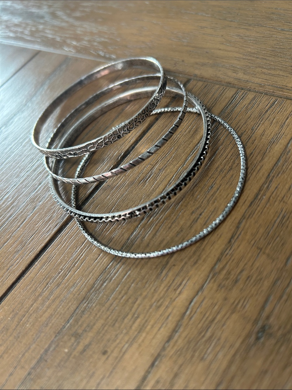 Macy's Silver-Tone Textured Bangle Bracelet Set